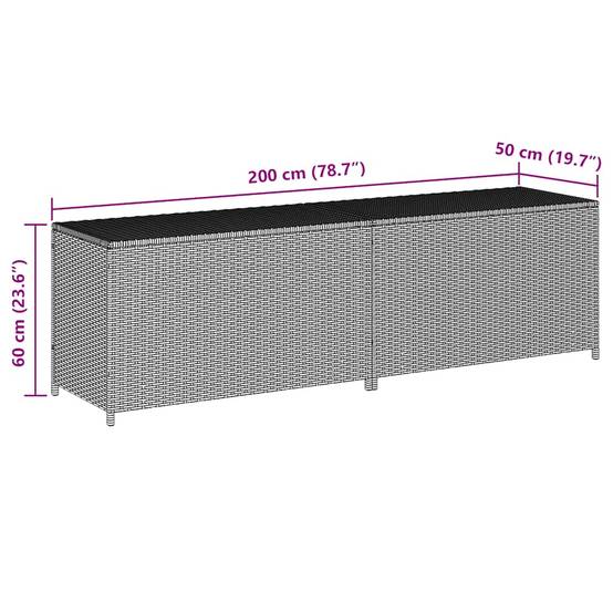 Grand Coffre de Rangement Résine Tressée Mécanisme à Gaz pour Jardin Noir 200x50x60 cm – ComfortXL Outdoor Living - Image 8