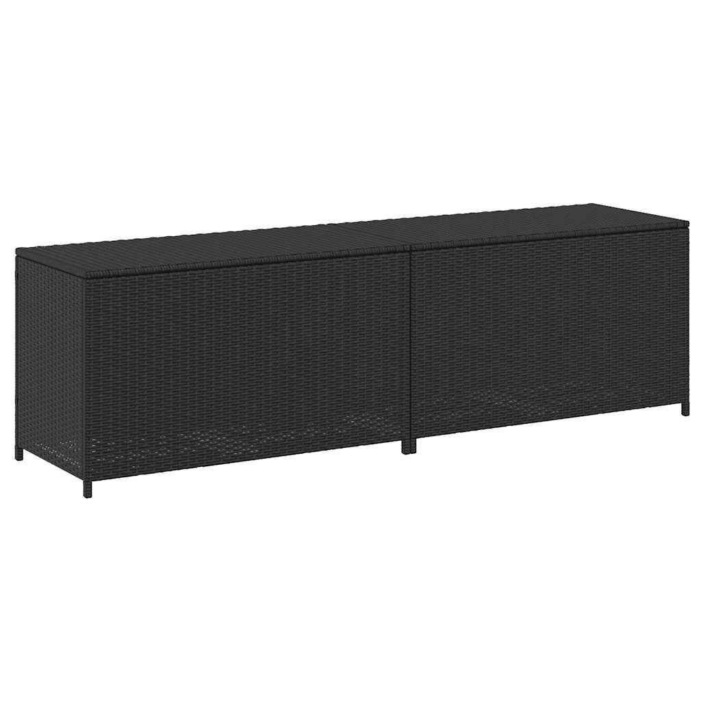 Grand Coffre de Rangement Résine Tressée Mécanisme à Gaz pour Jardin Noir 200x50x60 cm – ComfortXL Outdoor Living - Image 4
