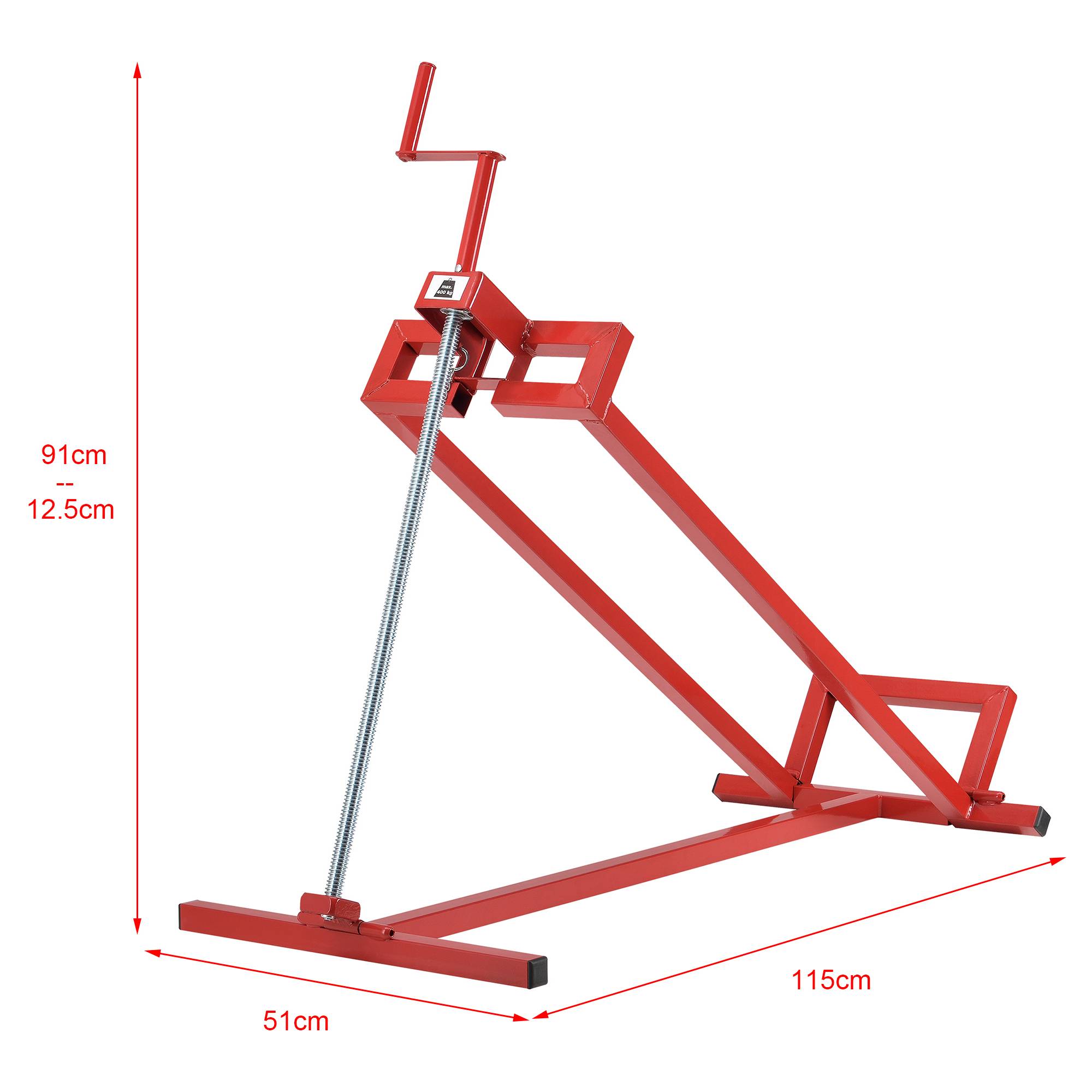 Pro.Tec - Lève-Tondeuse avec Manivelle Capacité de Charge Jusqu'à 400 kg Acier Rouge [pro.tec] - Imagen 2