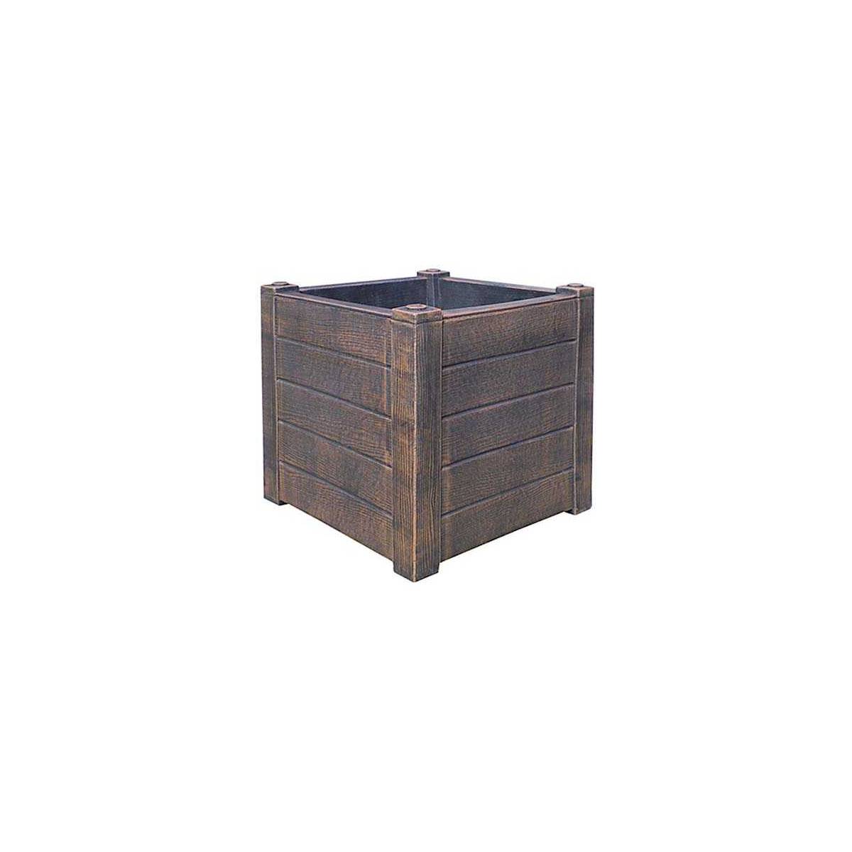 Roto - Jardinière en polyéthylène imitation bois Teak 40 x 40 x 40 cm - Imagen 1
