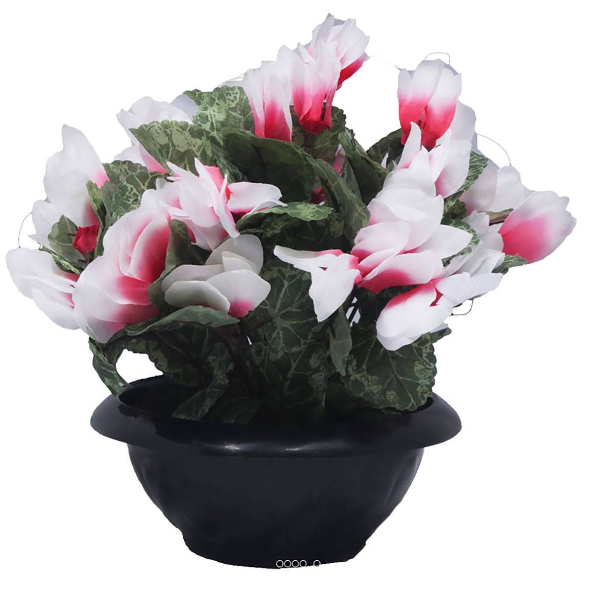 Artificielles - Vasque de fleurs artificielles cimetière cyclamens Rose-crème - couleur: Rose-crème 705 - Imagen 1