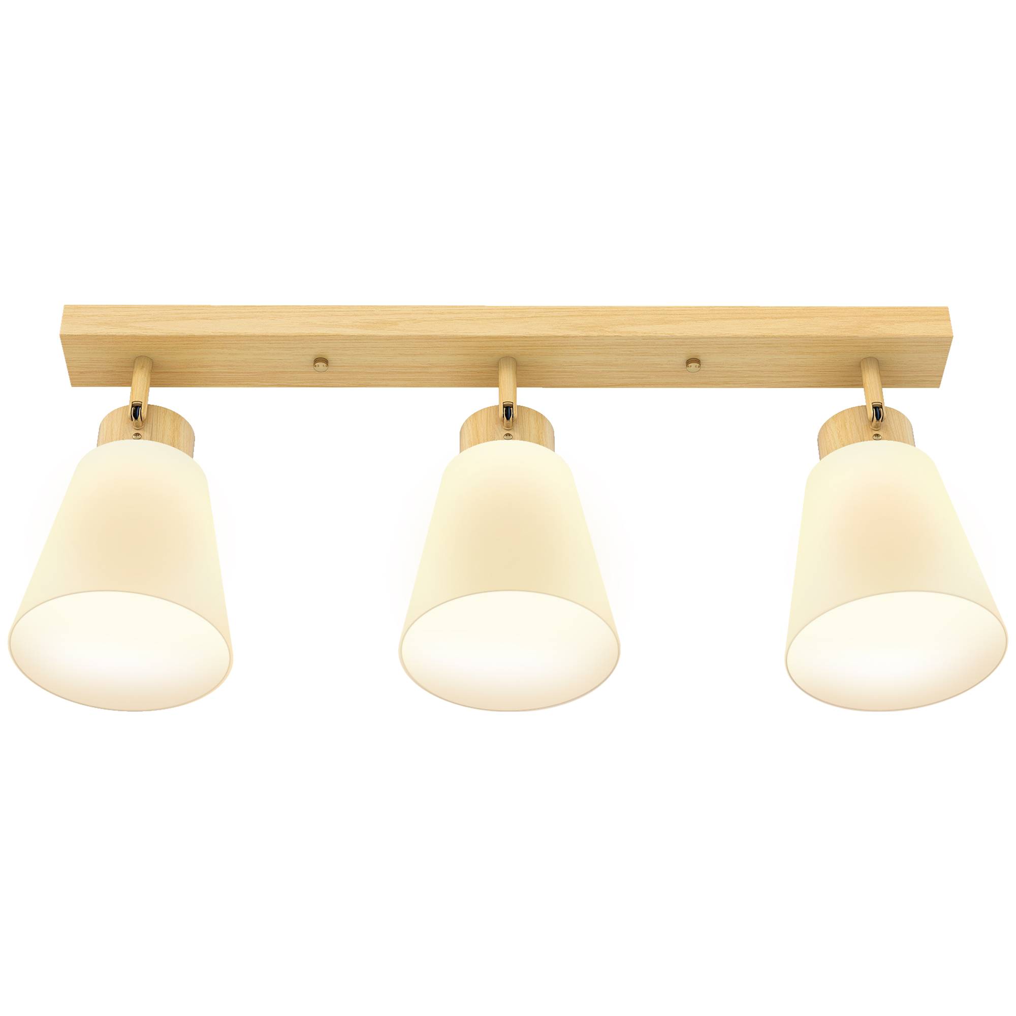 Sans Marque - Plafonnier 3 points éclairage orientables 90° douilles E27 coloris bois - Image 2