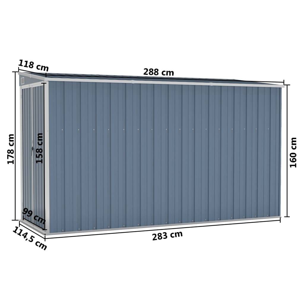 Maison Chic - Abri de jardin 3.4m² mural Cabane de jardin - Gris 118x288x178 cm Acier galvanisé - Meuble Pro MAISON CHIC - Imagen 7