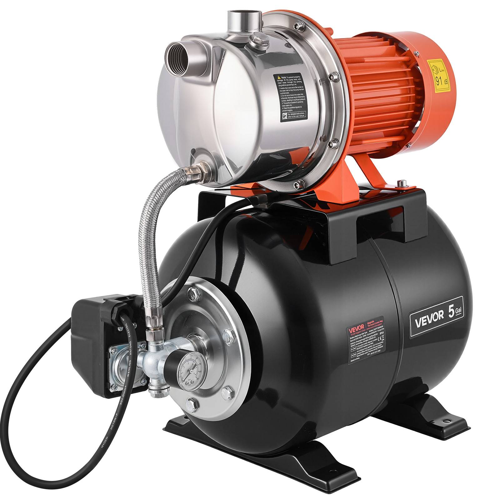 Vevor - VEVOR Groupe de Surpression Pompe avec Réservoir Pression 19 L 1176 W 6000 L/h