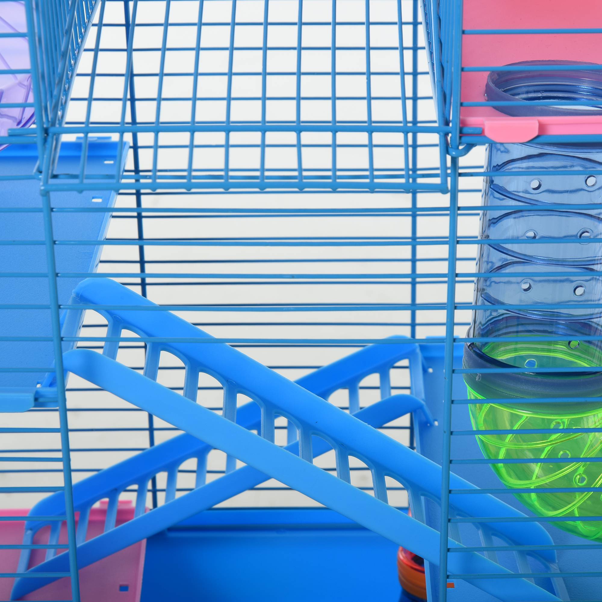 Pawhut - Cage pour Hamster Souris Petit Animaux Rongeur avec Tunnel Mangeoire Roue Jouet 47 x 30 x 59 cm cm Bleu - Imagen 8