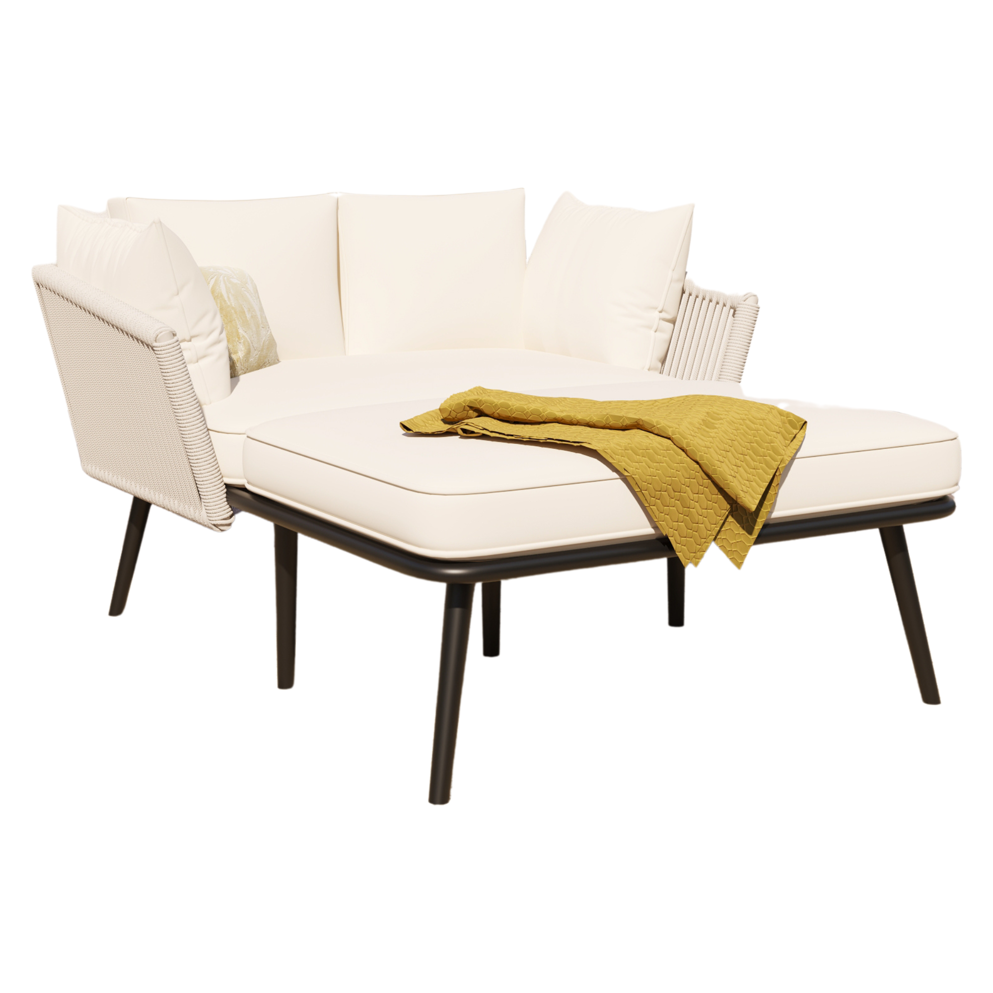 Canapé beige 180 cm + 2 coussins – cosy, anti-UV, prêt à vivre - Image 1
