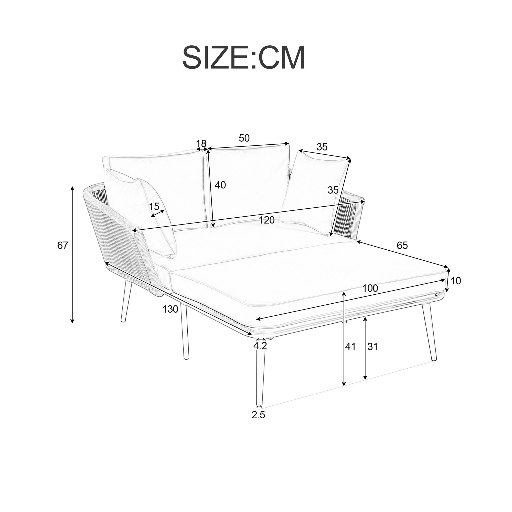 Canapé beige 180 cm + 2 coussins – cosy, anti-UV, prêt à vivre - Image 3