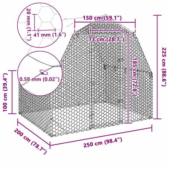 Poulailler acier argent 2,5 x 2 x 2,25 m - Prolenta premium p3130.2 - Image 8