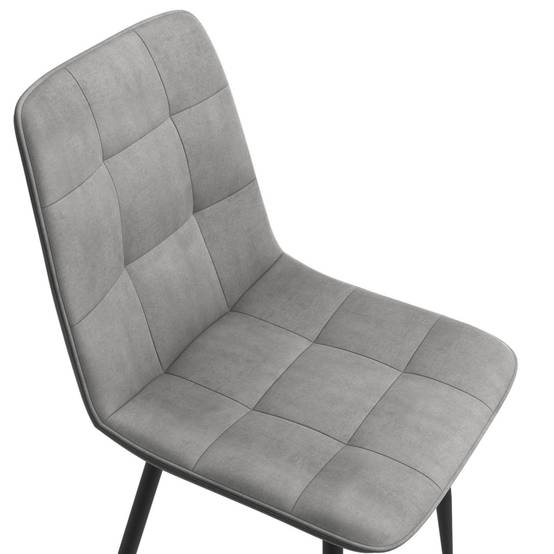 Lot de 6 chaises MILA en velours gris clair pour salle à manger - Image 6