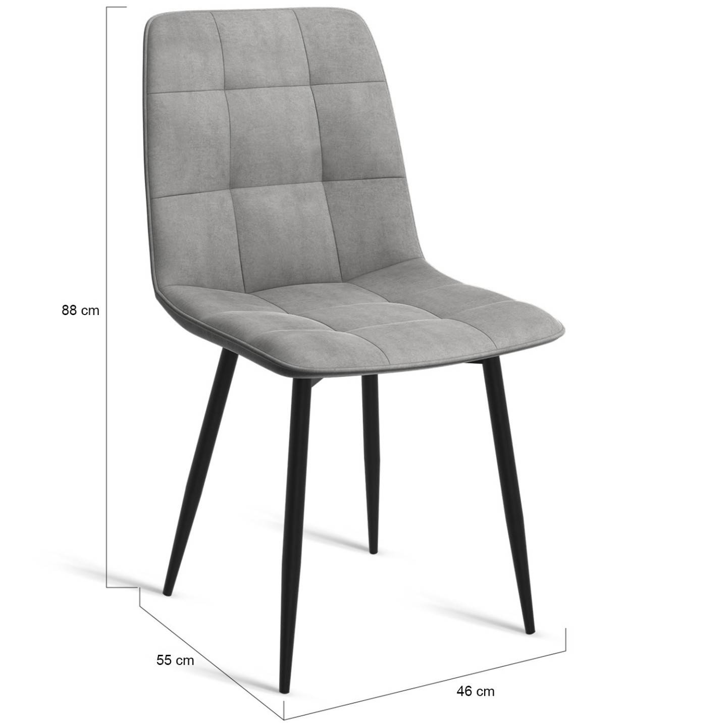 Lot de 6 chaises MILA en velours gris clair pour salle à manger - Image 5