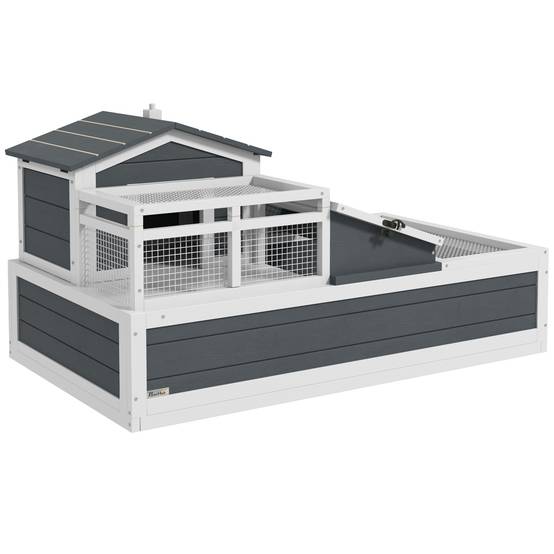 Terrarium pour tortues, 2 niveaux, intérieur et extérieur pour balcon, bois de sapin, gris - Image 2