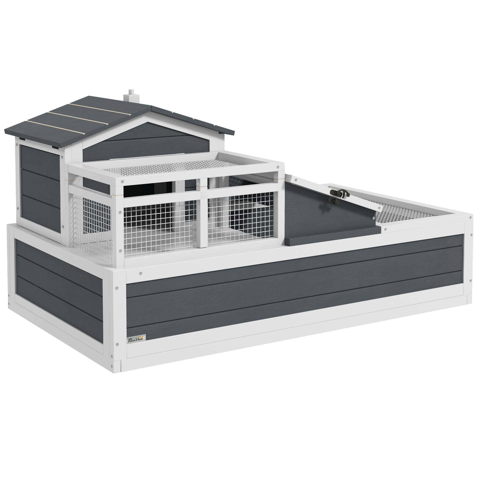 Terrarium pour tortues, 2 niveaux, intérieur et extérieur pour balcon, bois de sapin, gris - Image 2