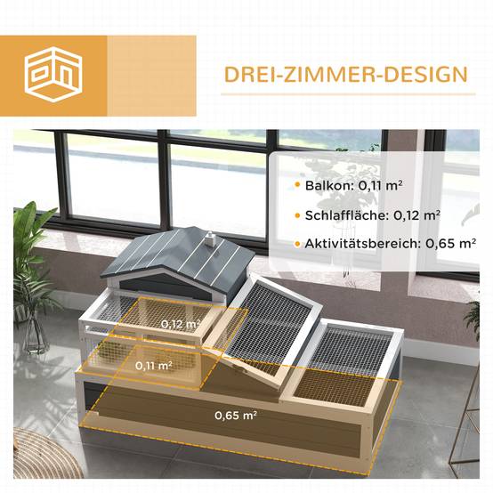 Terrarium pour tortues, 2 niveaux, intérieur et extérieur pour balcon, bois de sapin, gris - Image 6