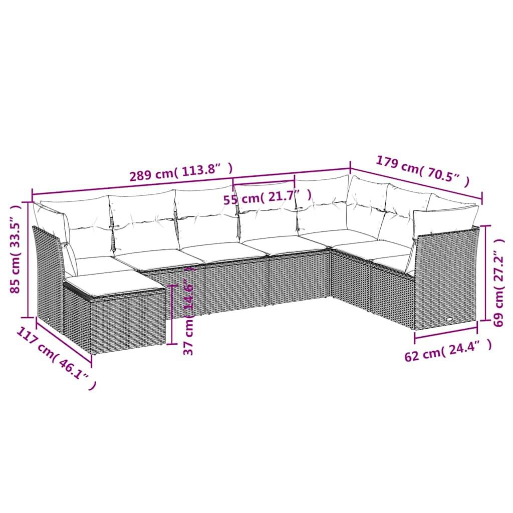 Salon de jardin modulable 8 pièces résine tressée avec pouf pour extérieur Marron et coussins Crème – ComfortXL Outdoor Living - Image 7