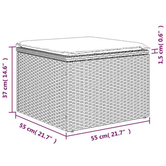 Salon de jardin modulable 8 pièces résine tressée avec pouf pour extérieur Marron et coussins Crème – ComfortXL Outdoor Living - Image 10