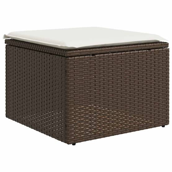 Salon de jardin modulable 8 pièces résine tressée avec pouf pour extérieur Marron et coussins Crème – ComfortXL Outdoor Living - Image 6