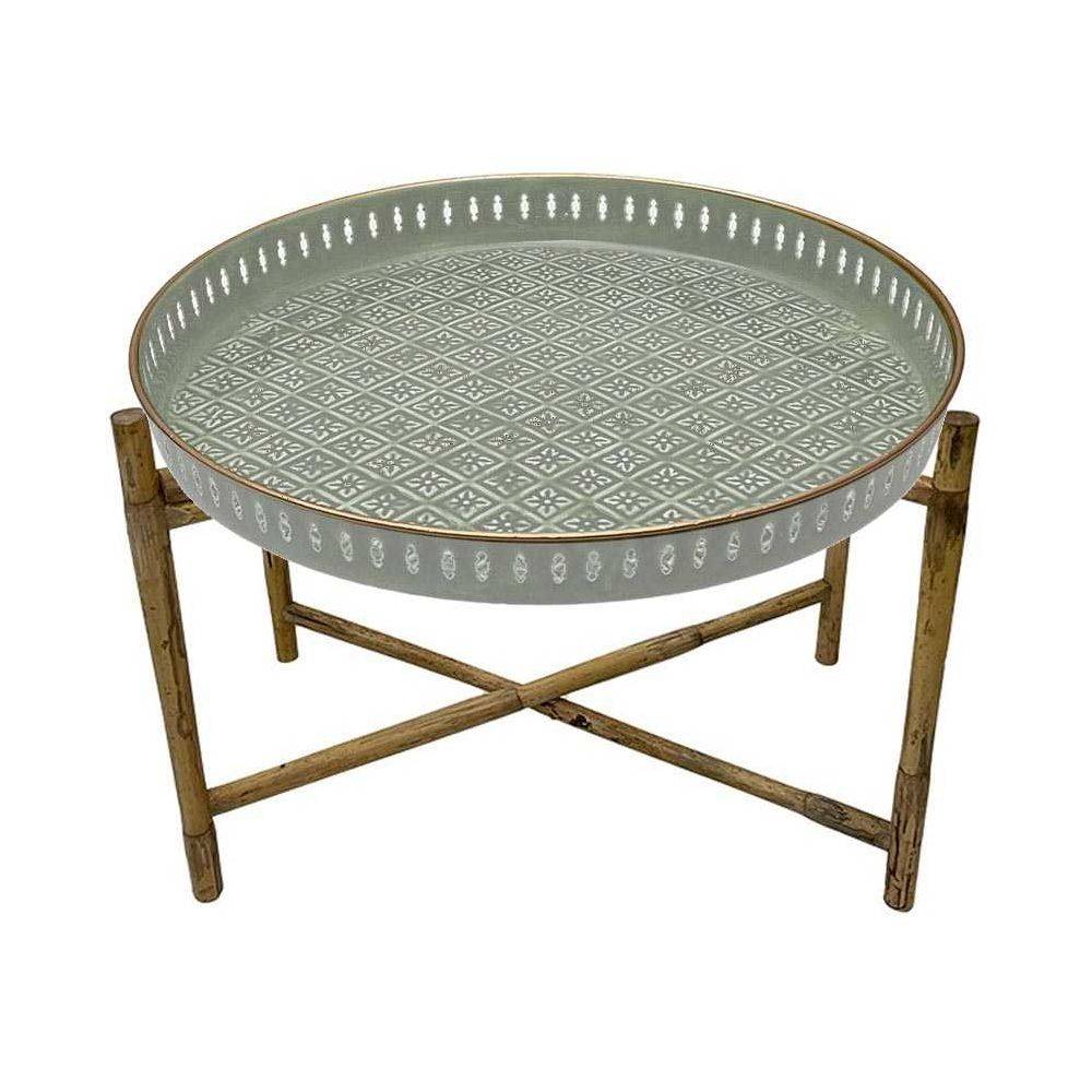 Bazardeluxe - Plateau en métal avec trépied en bambou Jali 60 cm - Imagen 2