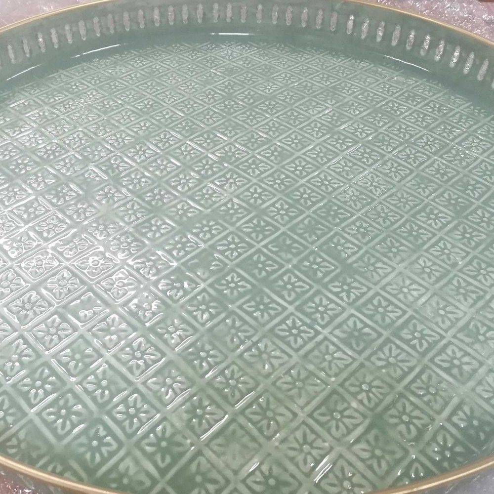 Bazardeluxe - Plateau en métal avec trépied en bambou Jali 60 cm - Imagen 3