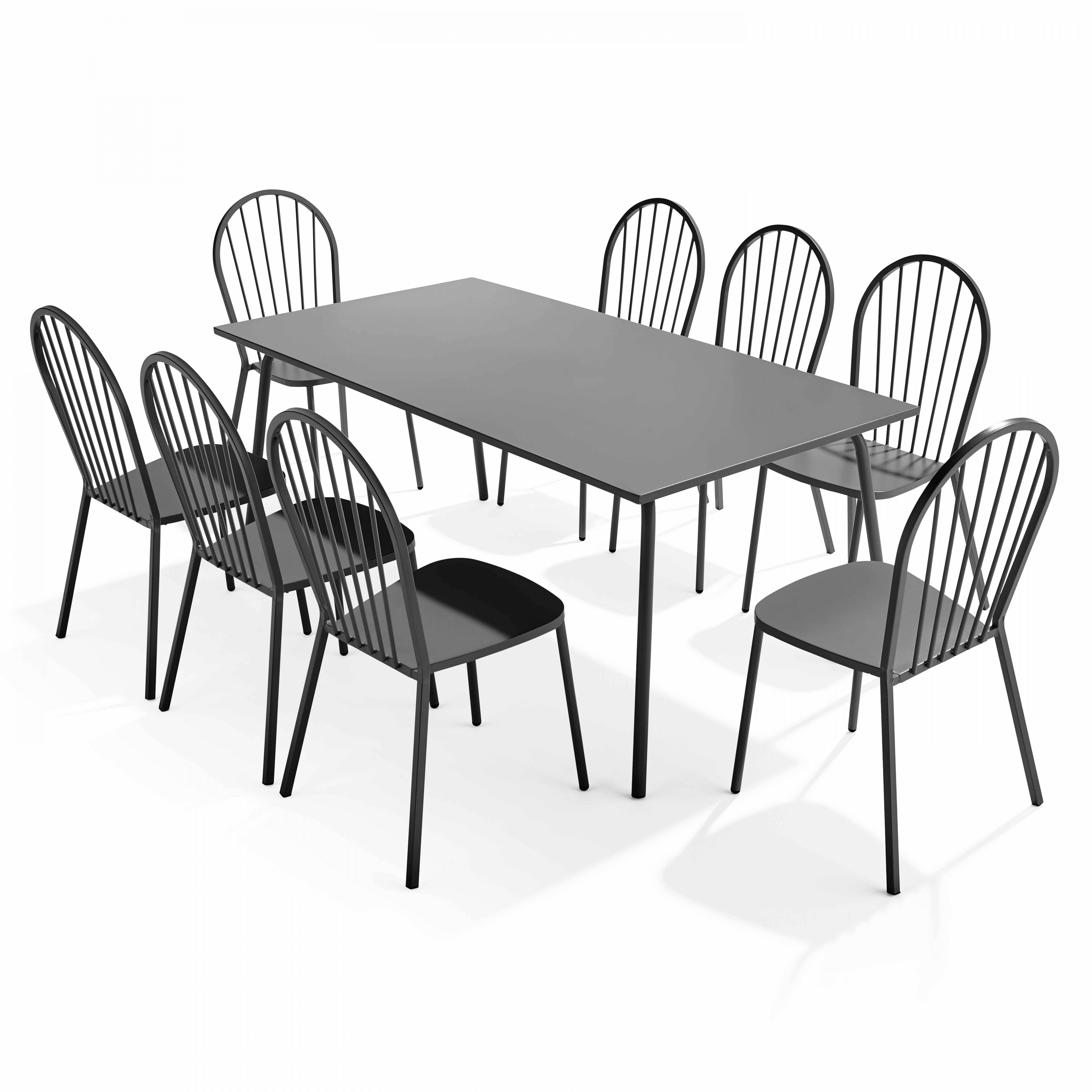 Oviala - Ensemble table de jardin et 8 chaises bistrot en acier gris Palavas - Oviala - Imagen 1