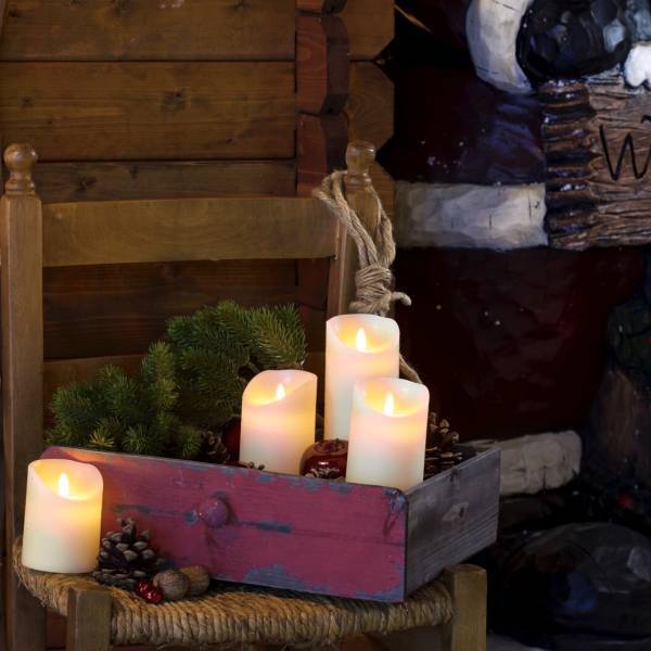 Lotti - Bougie en cire LED à piles Ivoire imitation flamme vacillante H12cm Minuteur Blanc chaud Lotti - Imagen 7