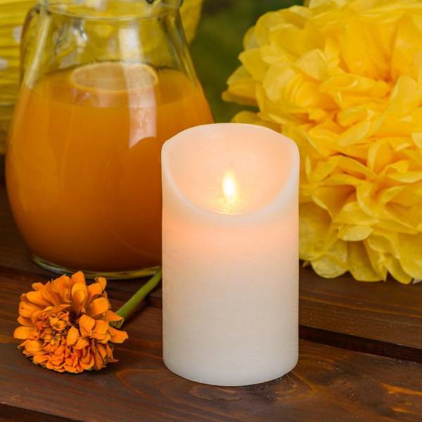Lotti - Bougie en cire LED à piles Ivoire imitation flamme vacillante H12cm Minuteur Blanc chaud Lotti - Imagen 6