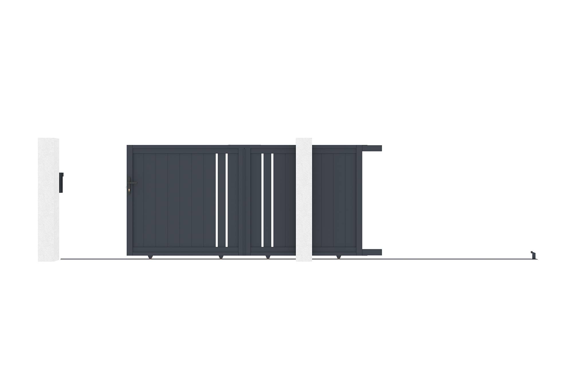 Casanoov Portail coulissant 3 m GIONA H.140 cm aluminium gris - Image 5
