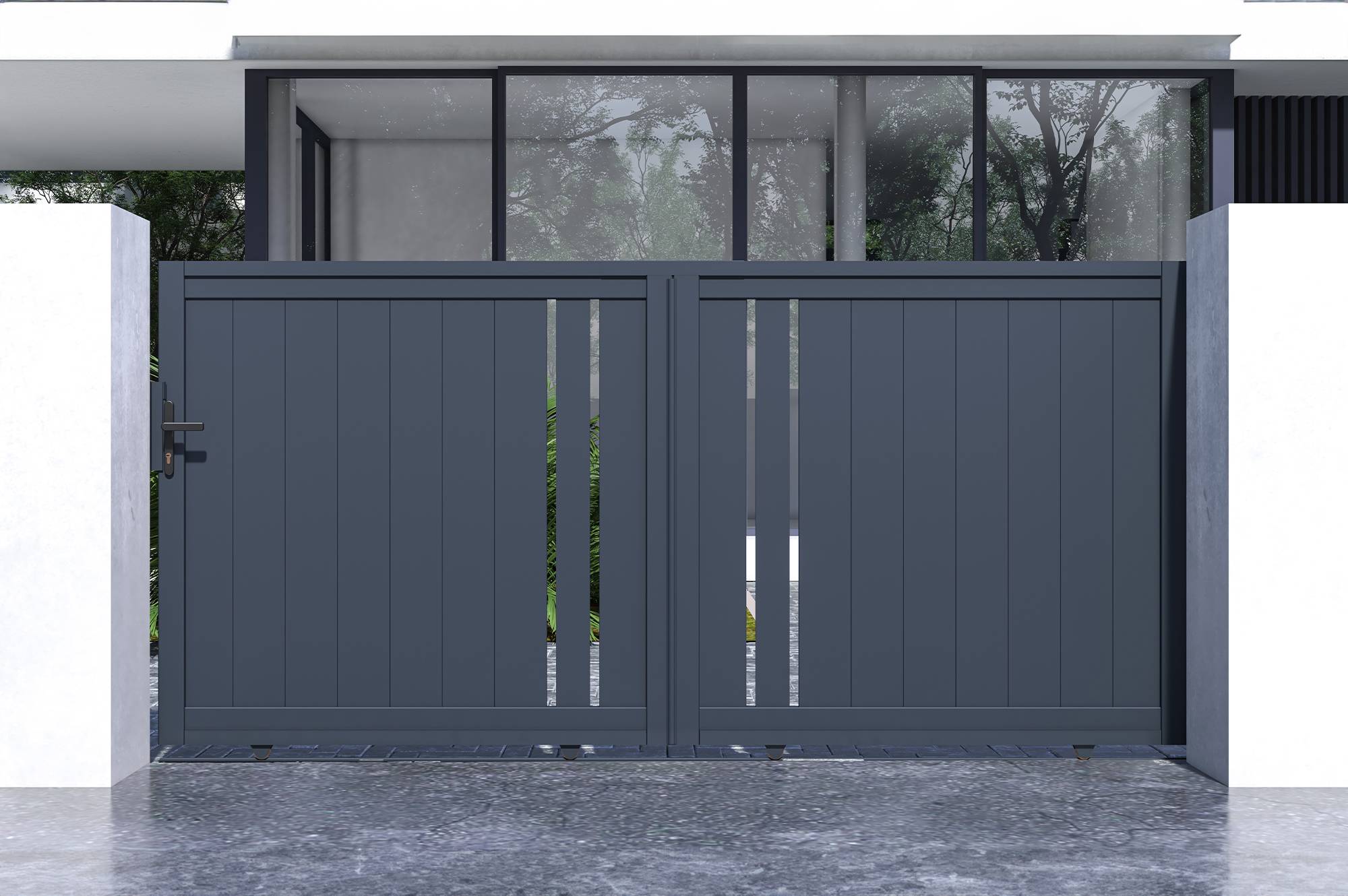 Casanoov Portail coulissant 3 m GIONA H.140 cm aluminium gris - Image 1