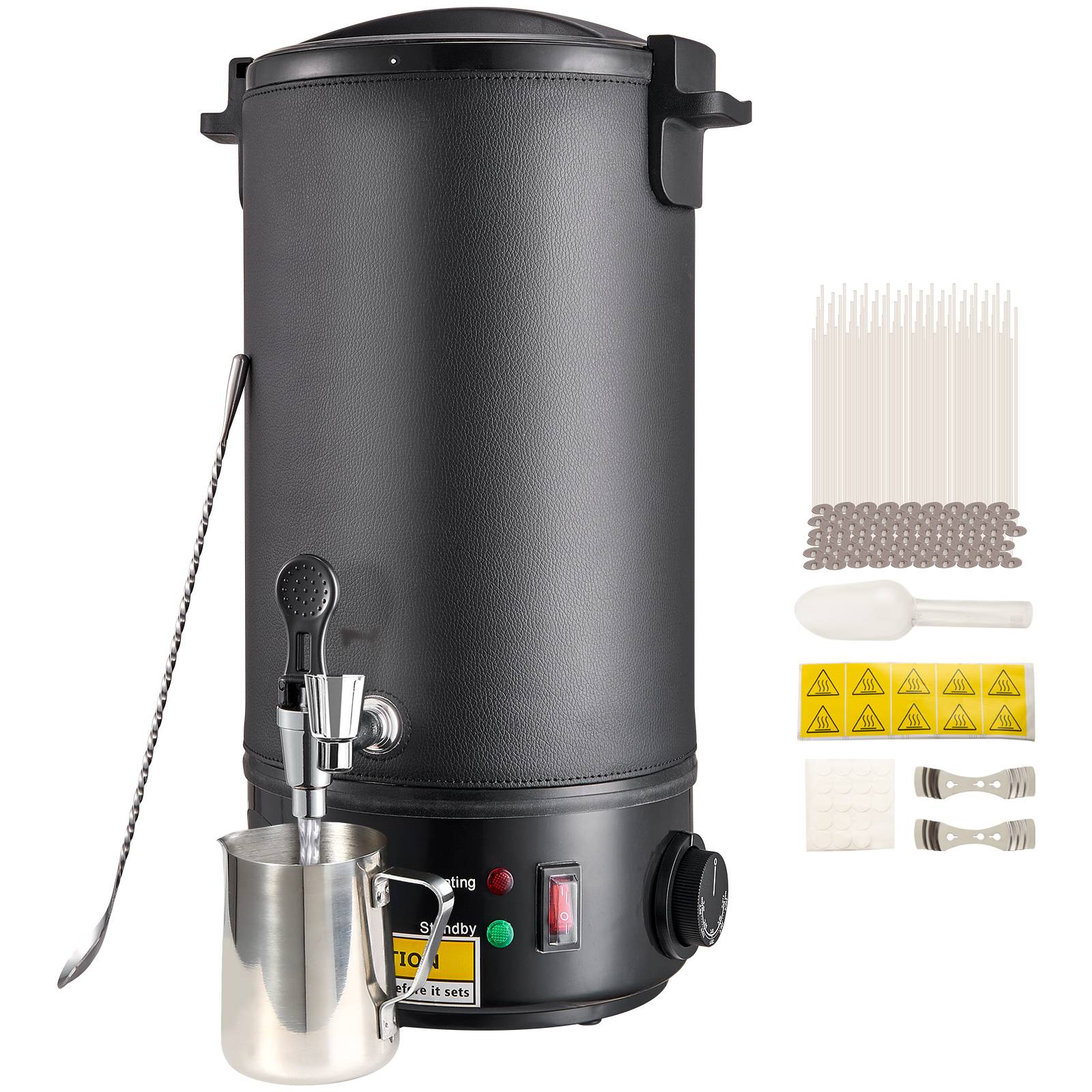 VEVOR Fondoir à Cire Electrique 10 L, 1100 W, Réglage 30-110°C, 100 Mèches et Autocollants.