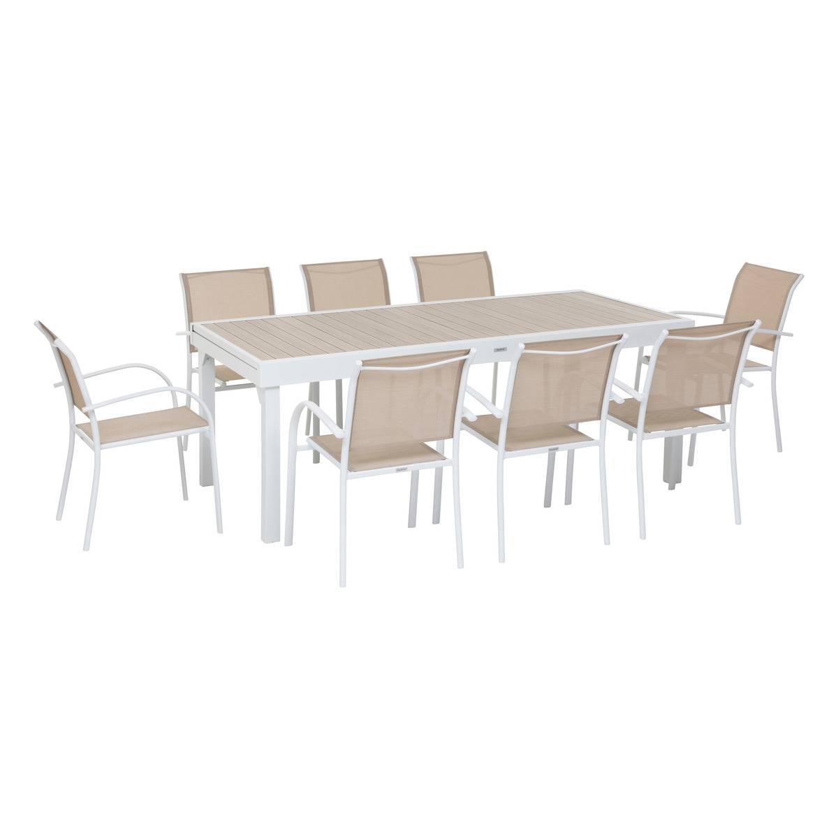 Hesperide - Table de jardin extensible "Piazza" lin & blanc 12 places en aluminium traité en epoxy Hespéride - Imagen 3