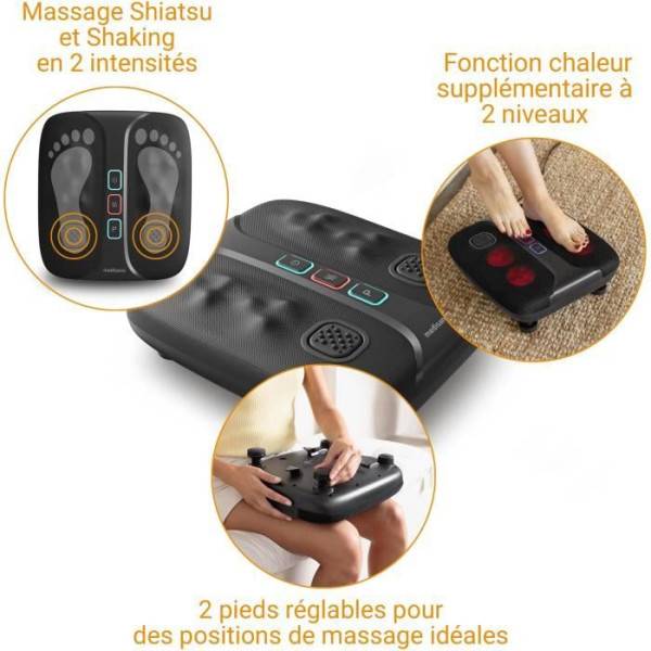 Masseur energisant 2 en 1 pieds et jambes - MEDISANA - LM 100 - Shiatsu + shaking stimulant - 2 intensités + chauffant - Noir - Image 4