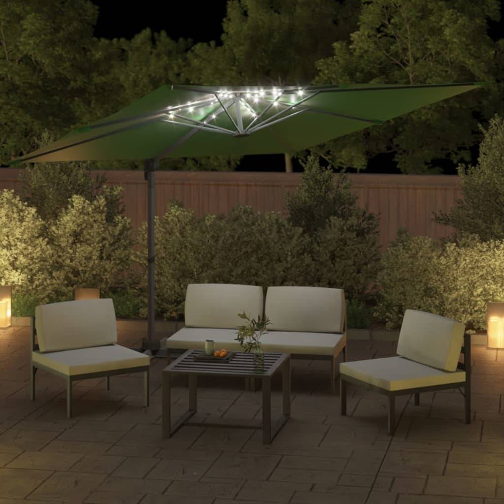 Helloshop26 - Parasol meuble de jardin cantilever à led 400 x 300 cm vert - Imagen 4