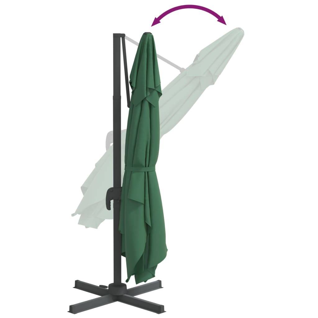 Helloshop26 - Parasol meuble de jardin cantilever à led 400 x 300 cm vert - Imagen 7