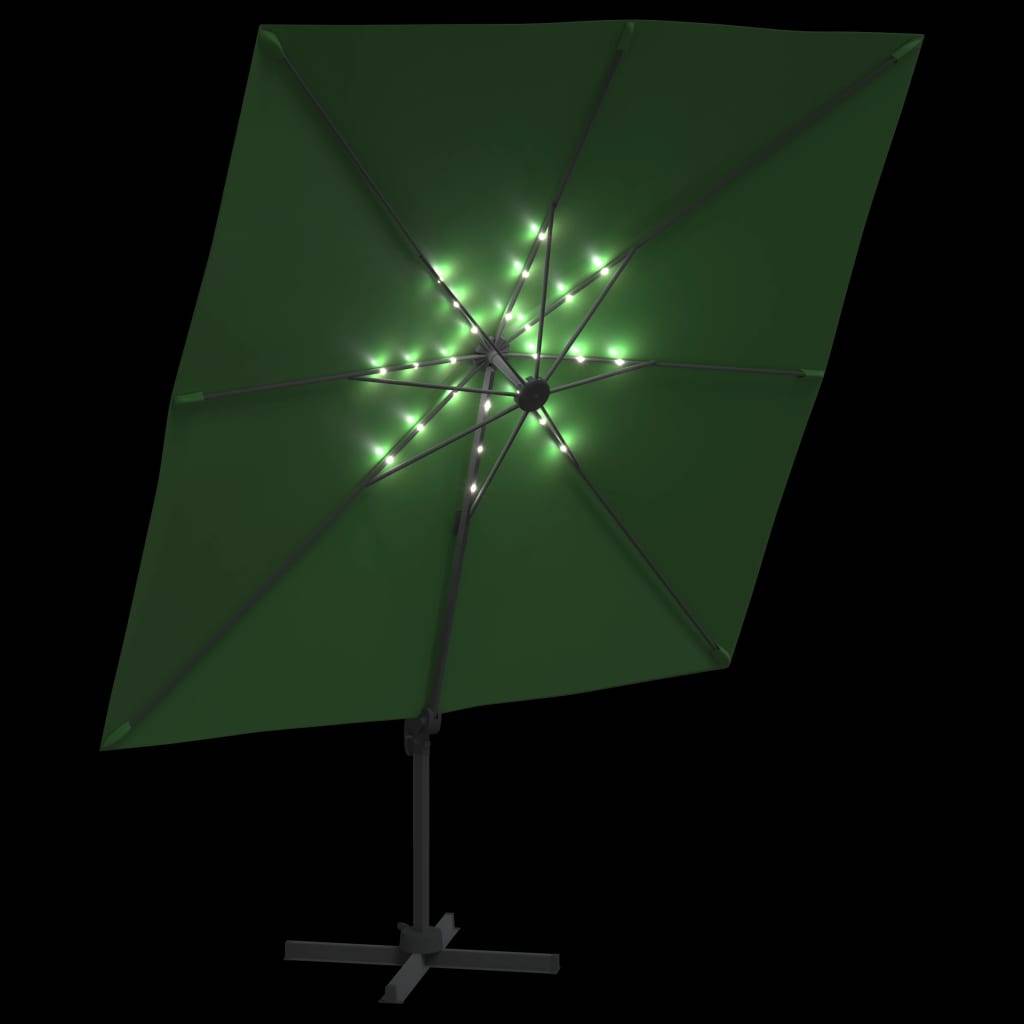 Helloshop26 - Parasol meuble de jardin cantilever à led 400 x 300 cm vert - Imagen 5