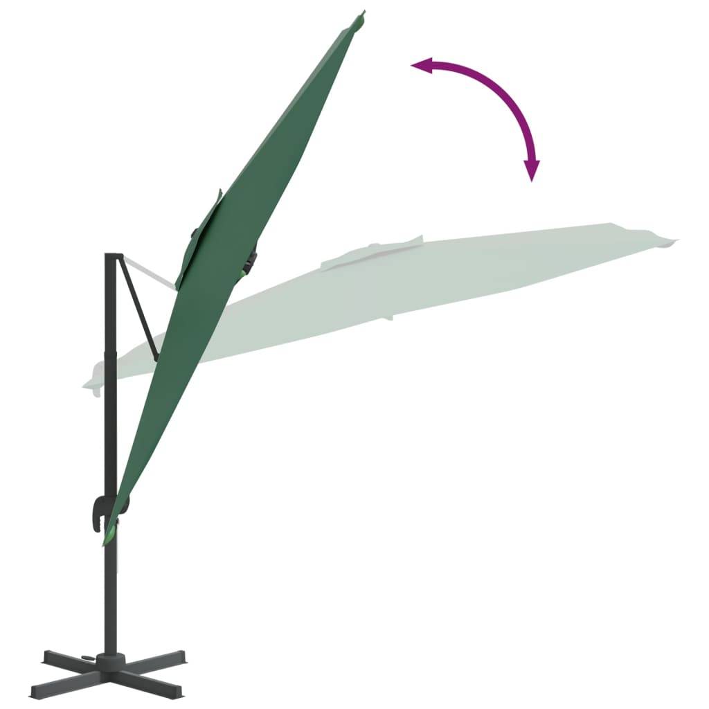 Helloshop26 - Parasol meuble de jardin cantilever à led 400 x 300 cm vert - Imagen 8