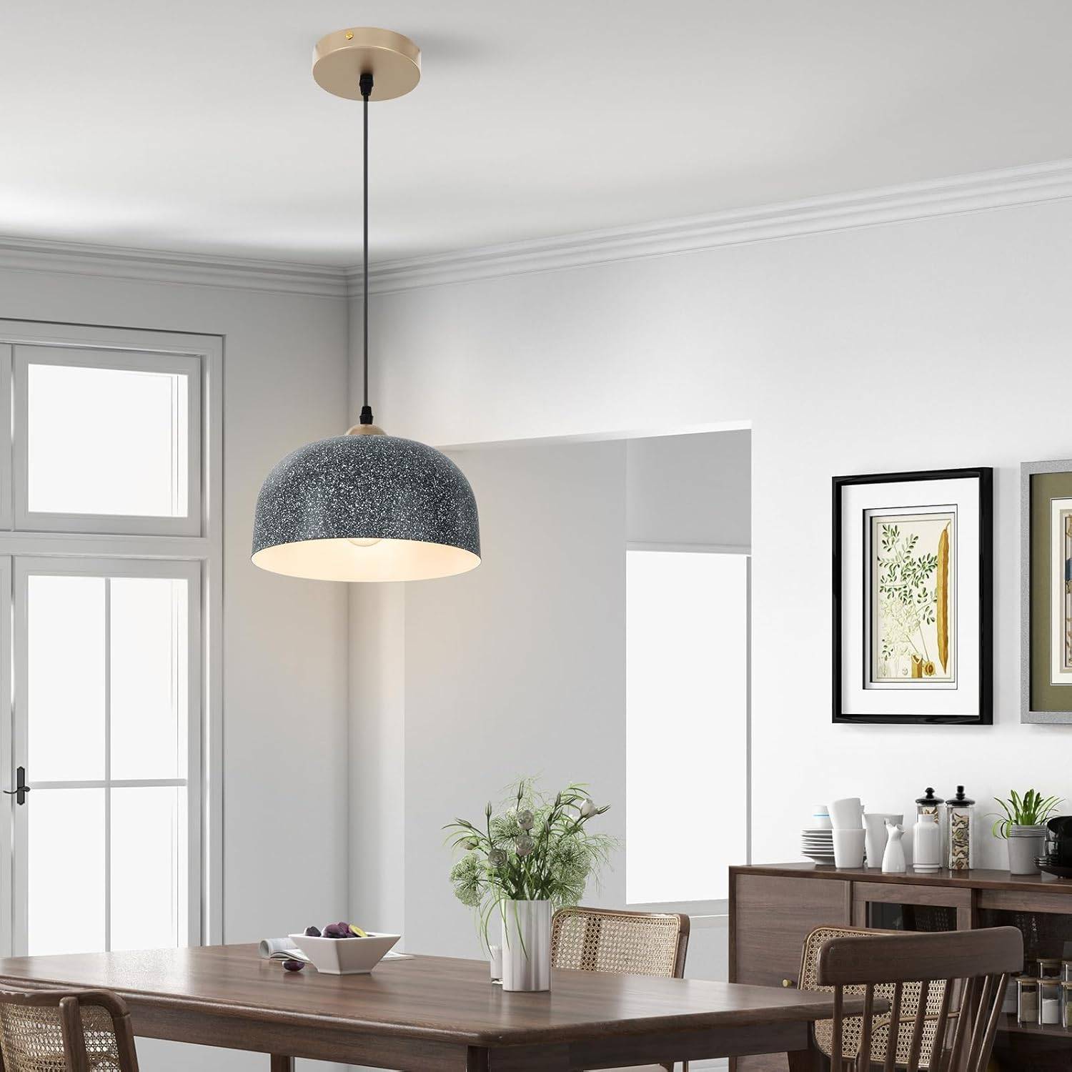 Lustre Suspension Moderne, Plafonnier Suspendu Avec Culot d'Ampoule E27,Couloir, Gris Foncé - Image 2