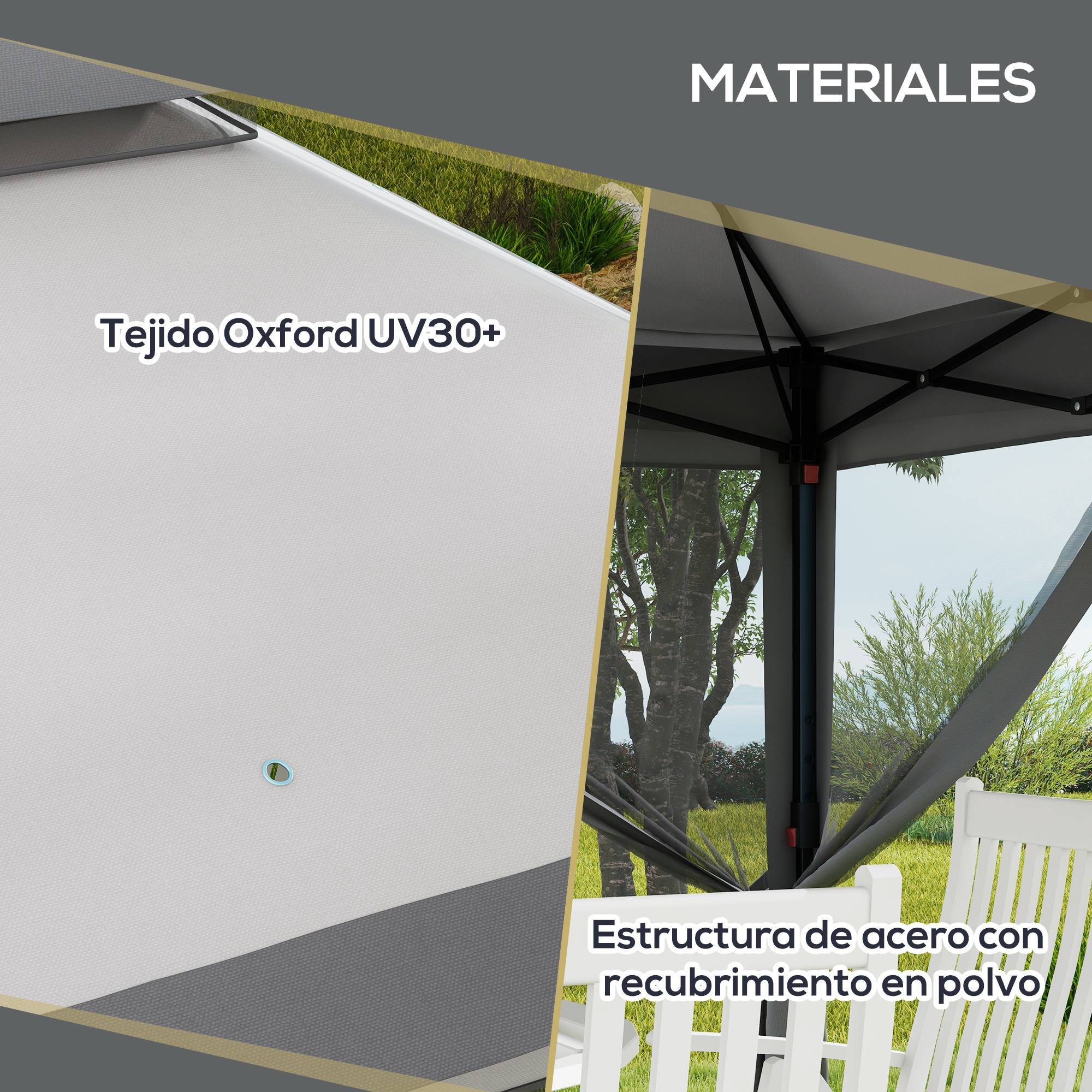 ComfortXL - Tonnelle pliante acier Oxford jardin moustiquaires toit double 3,26 m grise - ComfortXL Outdoor Living - Image 9