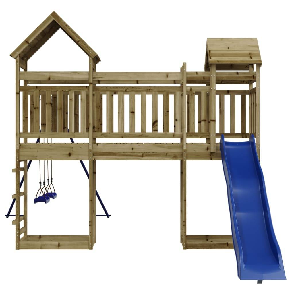 Helloshop26 - Aire de jeux d'extérieur balançoires toboggan portiques robuste jeux jardin 492 x 358 x 238 cm bois de pin imprégné - Imagen 4