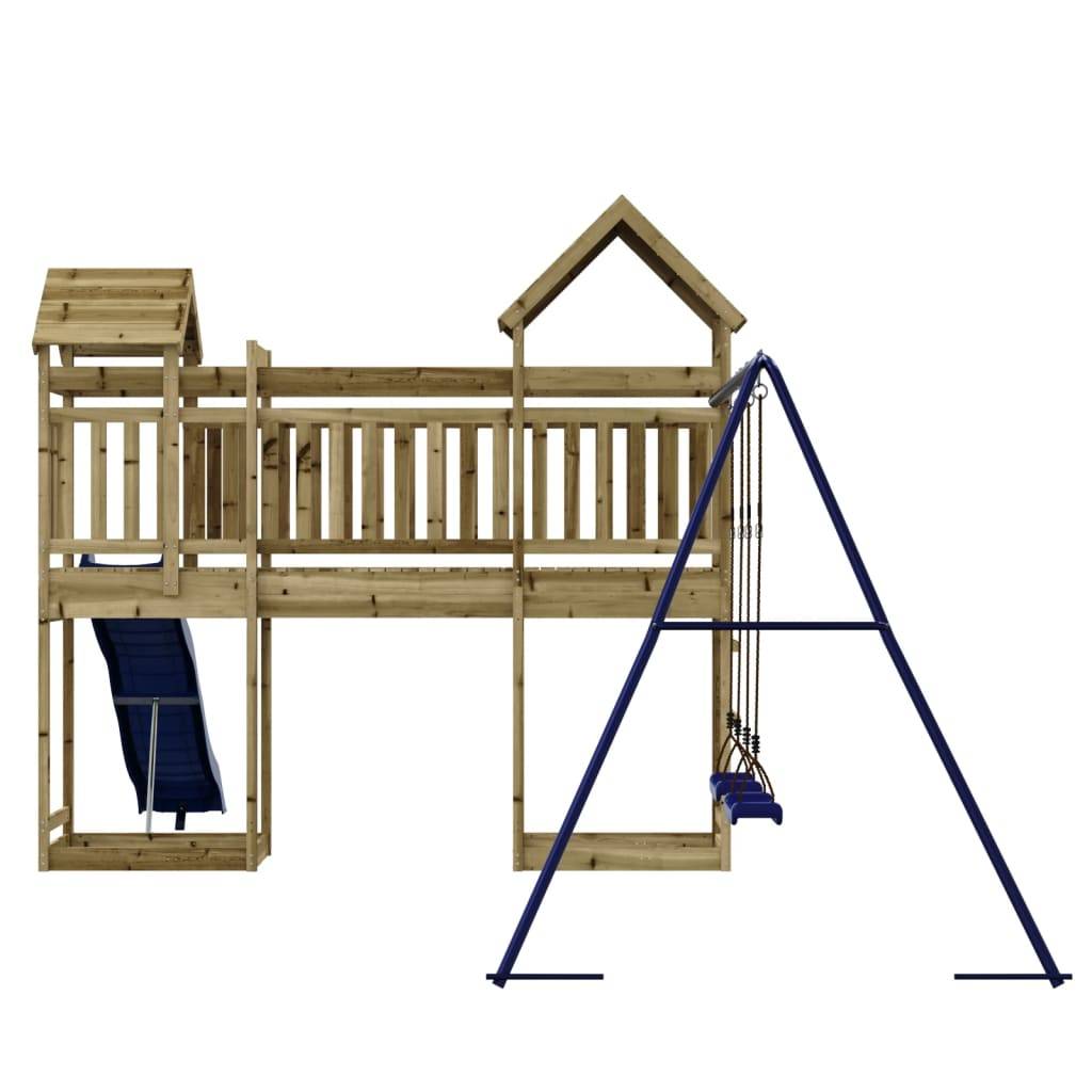 Helloshop26 - Aire de jeux d'extérieur balançoires toboggan portiques robuste jeux jardin 492 x 358 x 238 cm bois de pin imprégné - Imagen 3