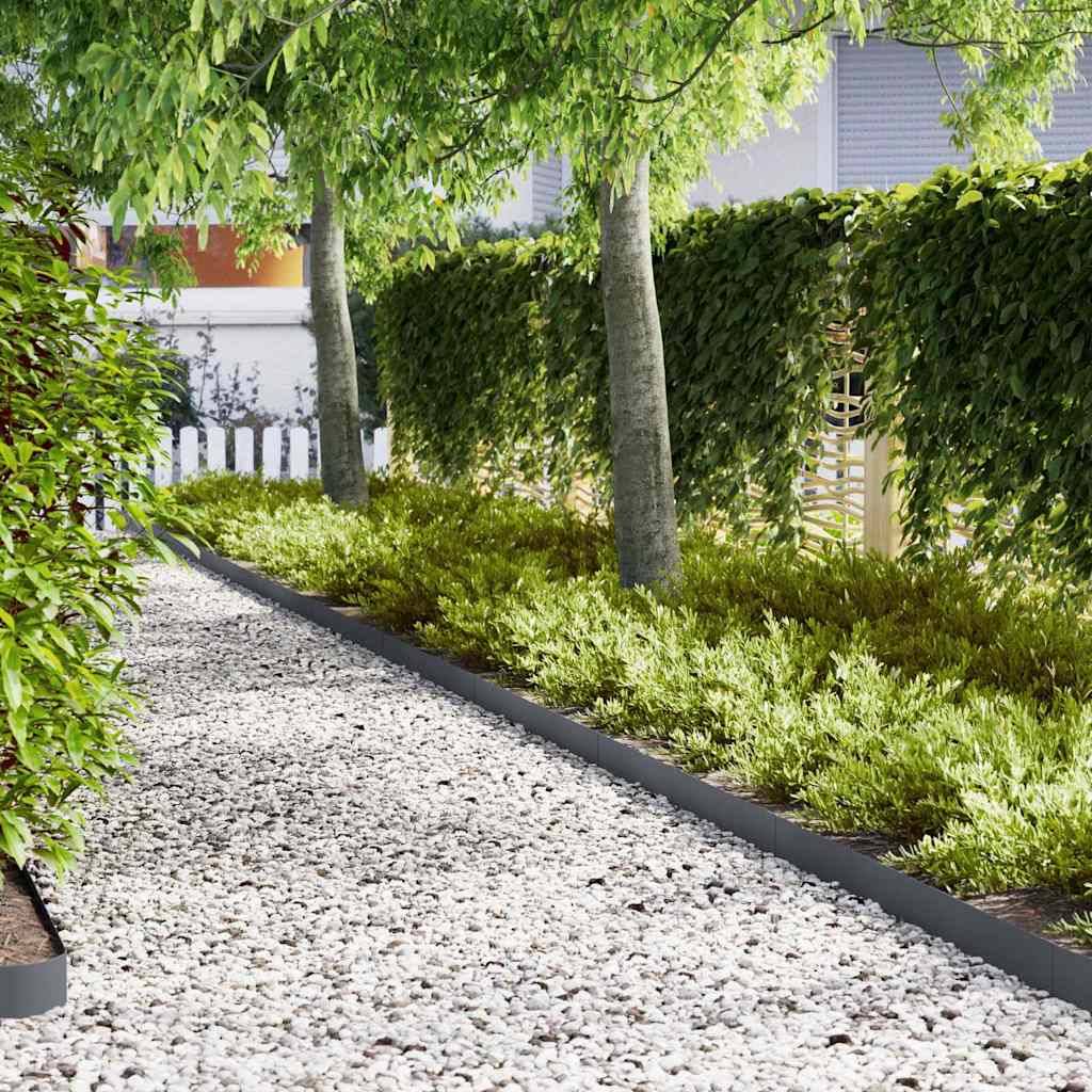 Bordure pelouse acier aménagement paysager séparation 30pcs 100x15cm anthracite - ComfortXL Outdoor Living - Image 1
