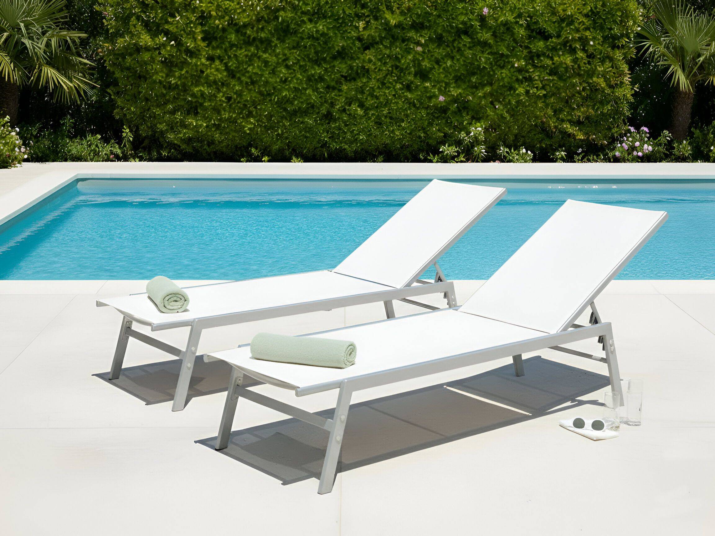 Beliani - Chaise longue Acier Blanc NOLI - Beliani - Imagen 1