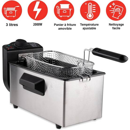 Alpina - Friteuse électrique à huile Cuve 3L 2000W 190°C ALPINA - Imagen 3