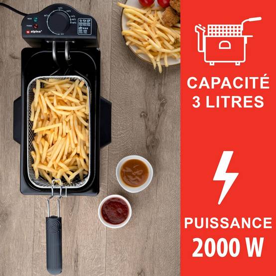 Alpina - Friteuse électrique à huile Cuve 3L 2000W 190°C ALPINA - Imagen 4