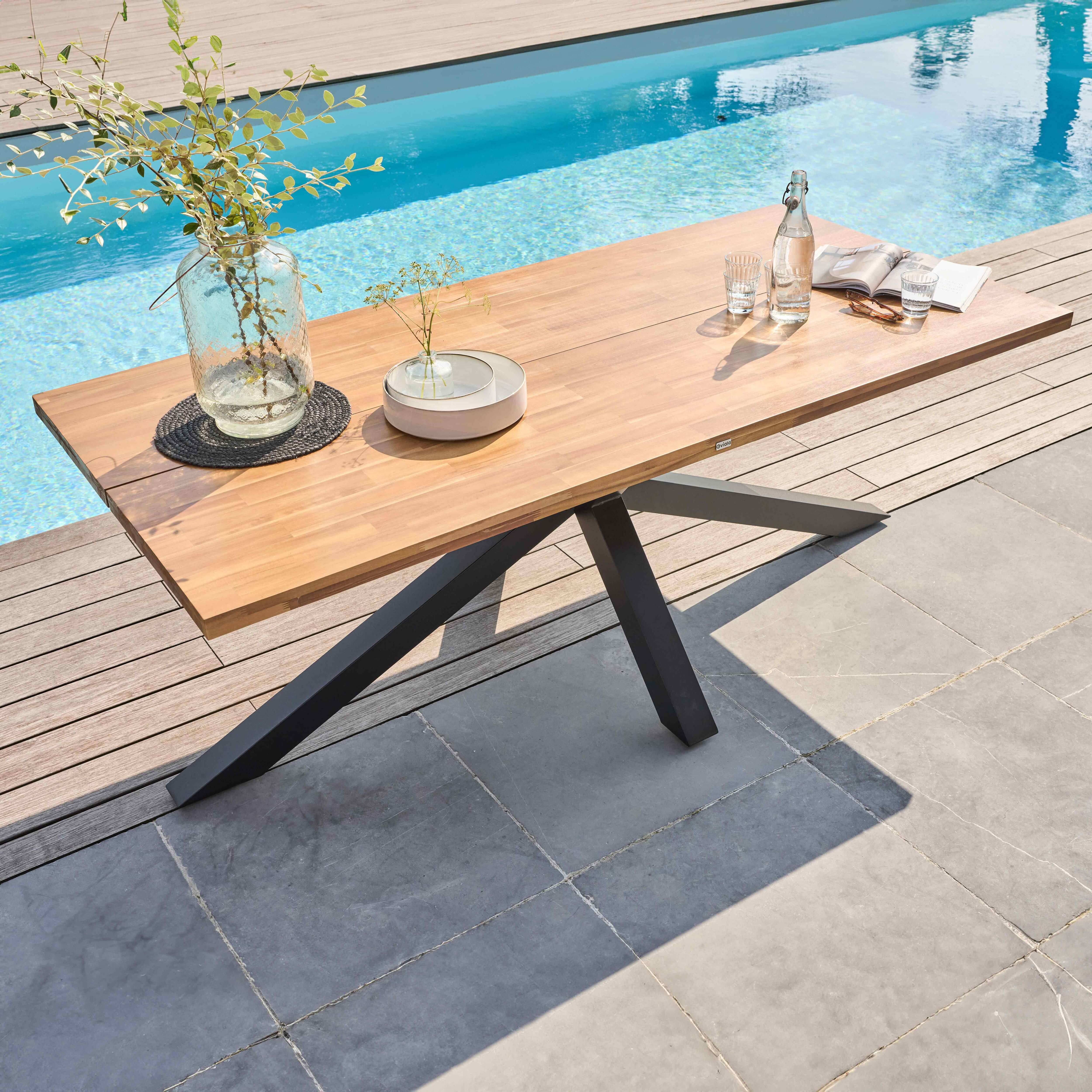Oviala - Table de jardin en aluminium et bois d'acacia 8 places 200x95 cm Stella - Oviala