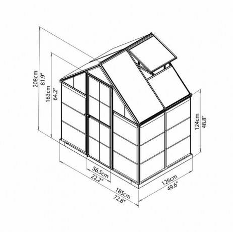 Canopia - Serre de jardin en polycarbonate Hybrid 2,33 m², Couleur Vert, Ancrage au sol Non - Imagen 6