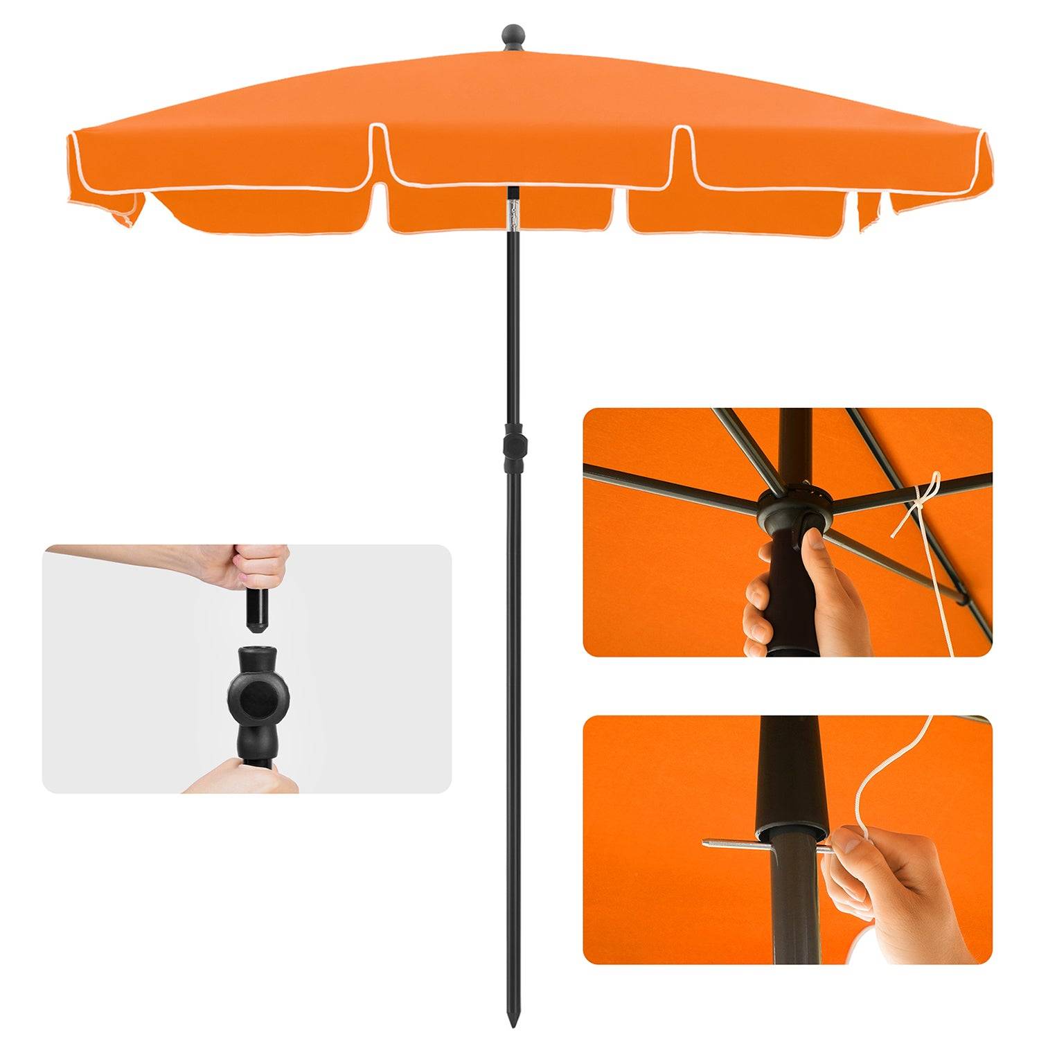 Helloshop26 - Parasol de balcon rectangulaire 2 x 1 25 m protection UPF 50+ ombrelle toile avec revêtement en pa sac de transport terrasse jardin sans socle orange - Imagen 5
