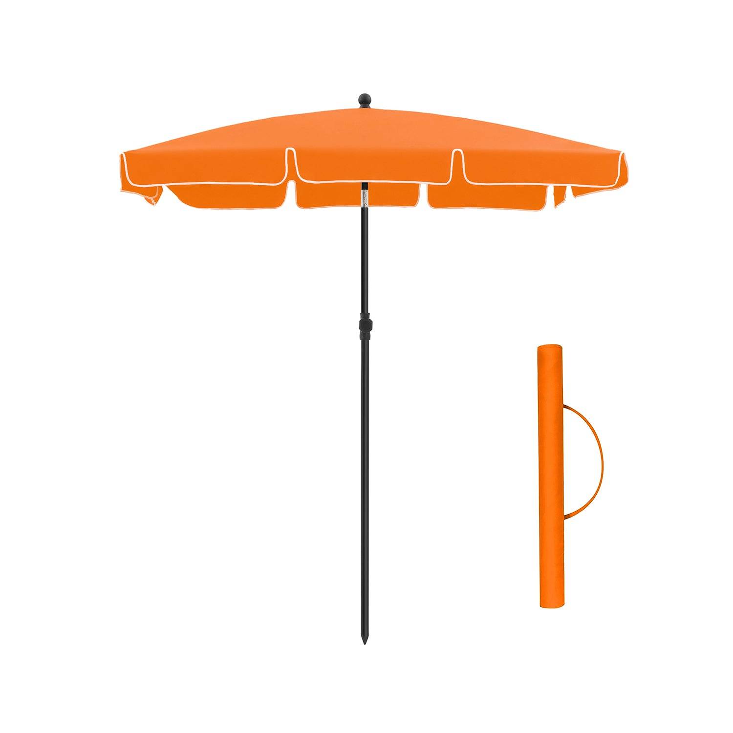 Helloshop26 - Parasol de balcon rectangulaire 2 x 1 25 m protection UPF 50+ ombrelle toile avec revêtement en pa sac de transport terrasse jardin sans socle orange - Imagen 1