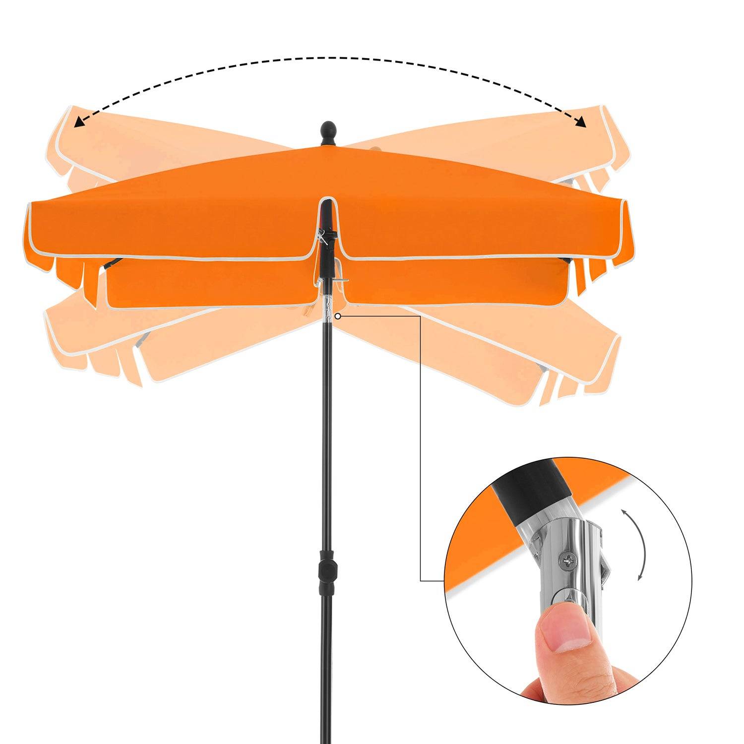 Helloshop26 - Parasol de balcon rectangulaire 2 x 1 25 m protection UPF 50+ ombrelle toile avec revêtement en pa sac de transport terrasse jardin sans socle orange - Imagen 3