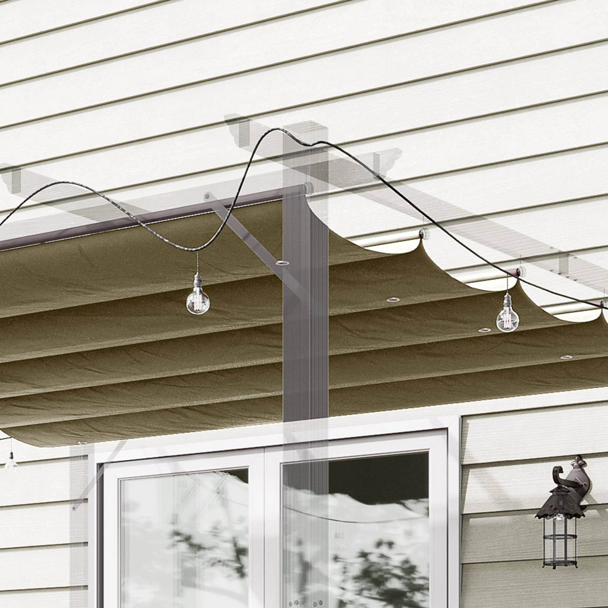 ComfortXL - Toile de rechange pour pergola rétractable en polyester écru 250 x 255 cm pour tonnelle 3 x 3 m avec drainage - Image 9