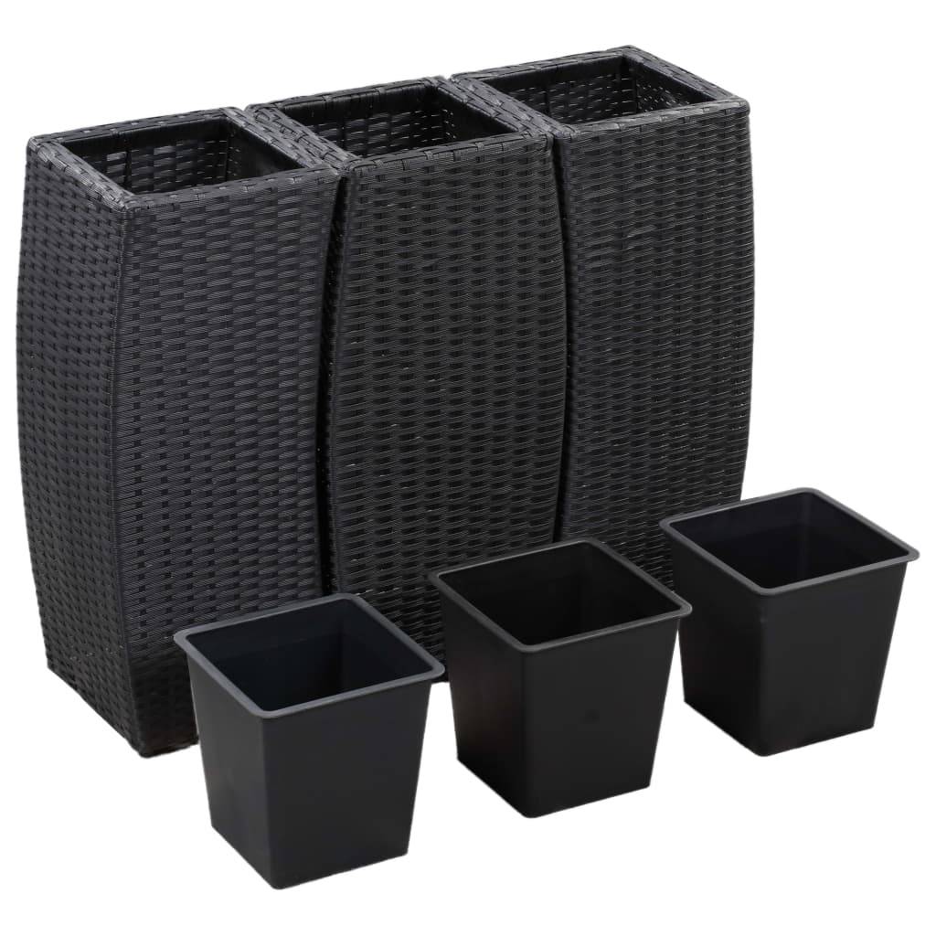 Helloshop26 - Jardinière lit surélevé plantes fleurs jardin 3 pcs résine tressée noir - Imagen 3