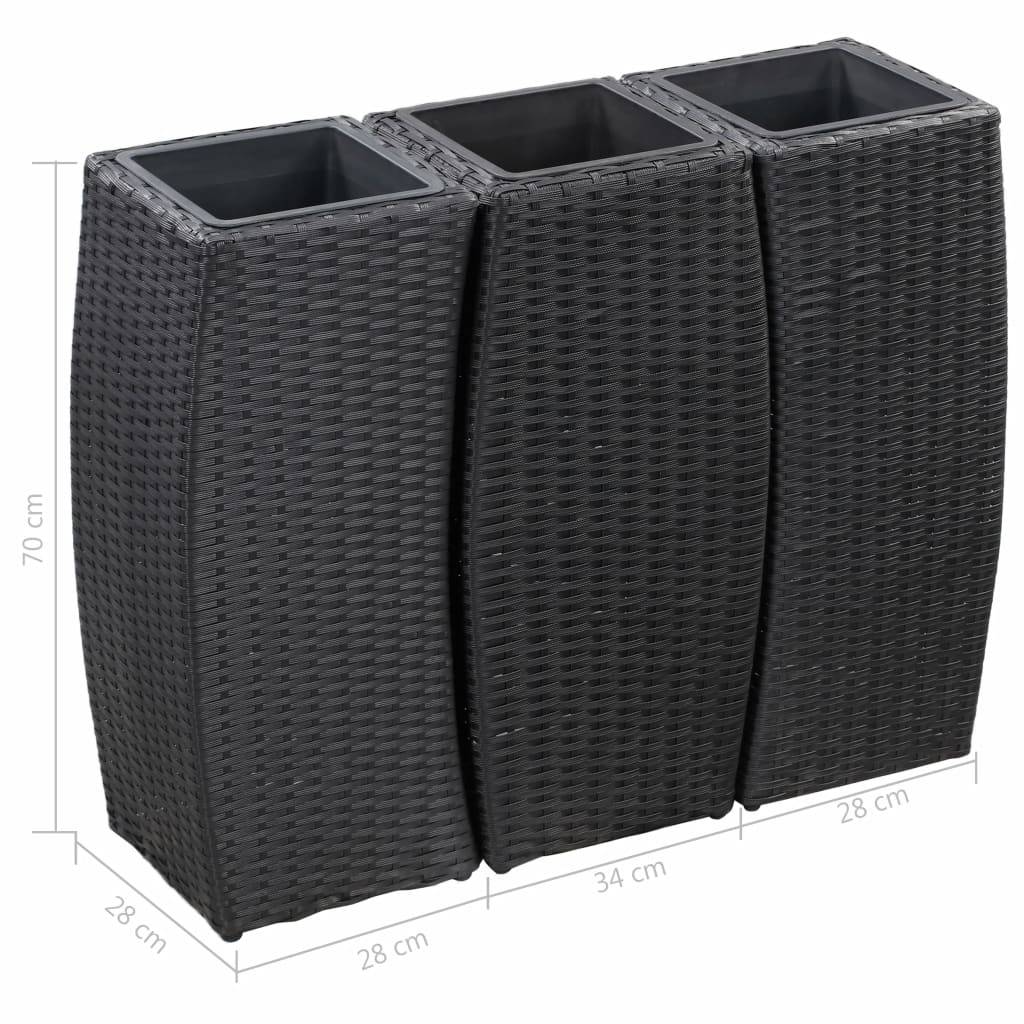 Helloshop26 - Jardinière lit surélevé plantes fleurs jardin 3 pcs résine tressée noir - Imagen 9